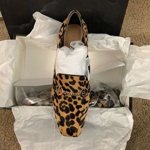 New Veronica Beard Grier Leopard/Gold Haircalf